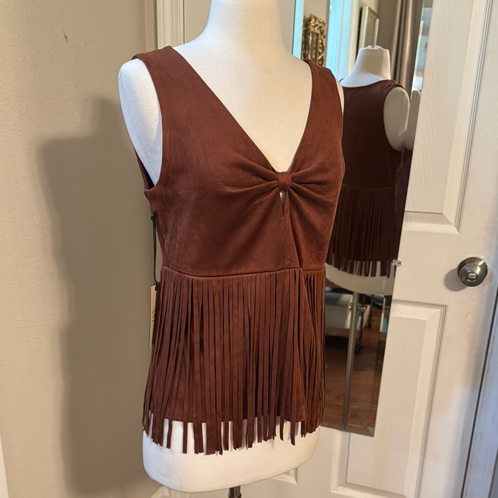 Idyllwind Brown Fringe Tank Top